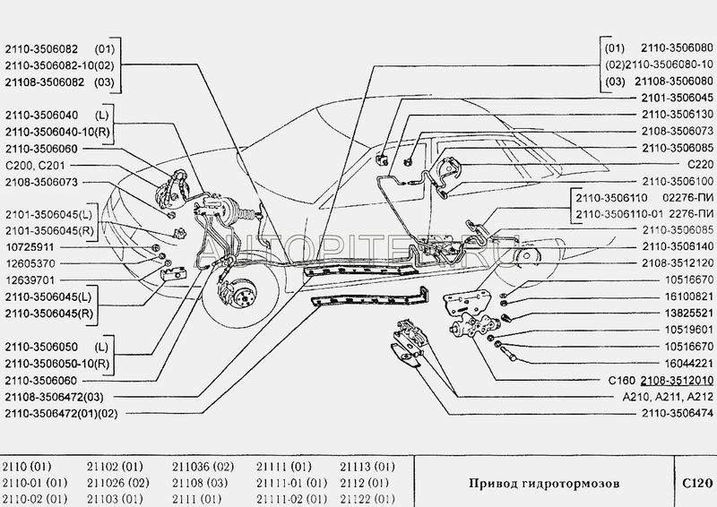 Схема тормозных трубок ваз 2114