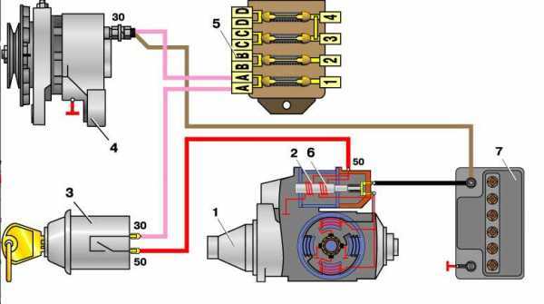 Схема подключения стартера ваз